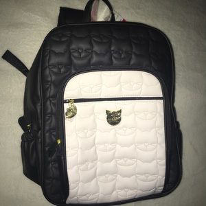 Betsey Johnson Kitty Cat Black and White Backpack